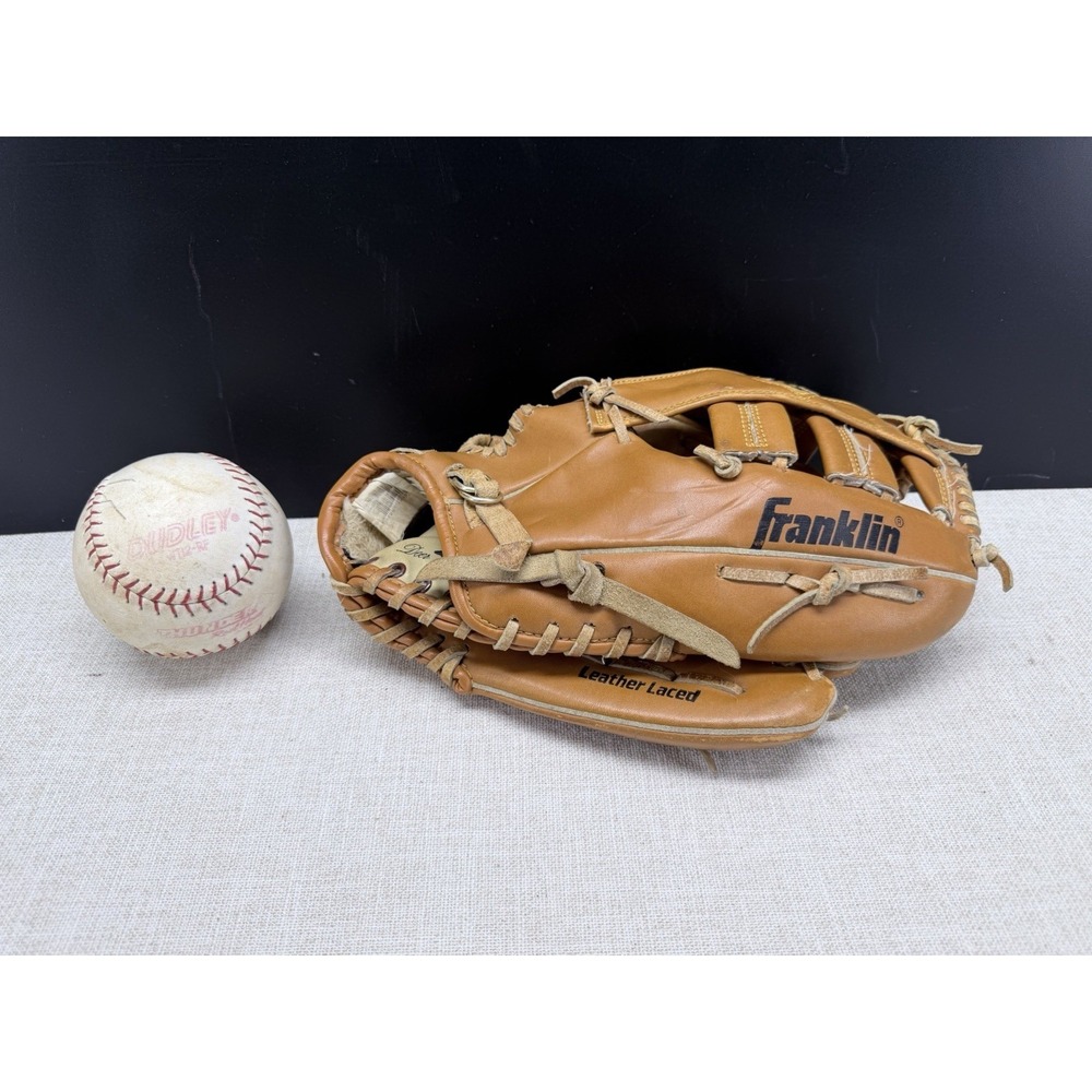 Franklin 13" Baseball Glove Leather Laced With Ball